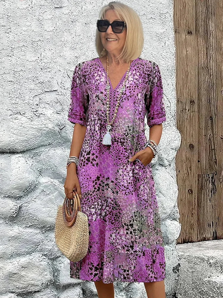 Divifa Tanya Colorful Midi Dress