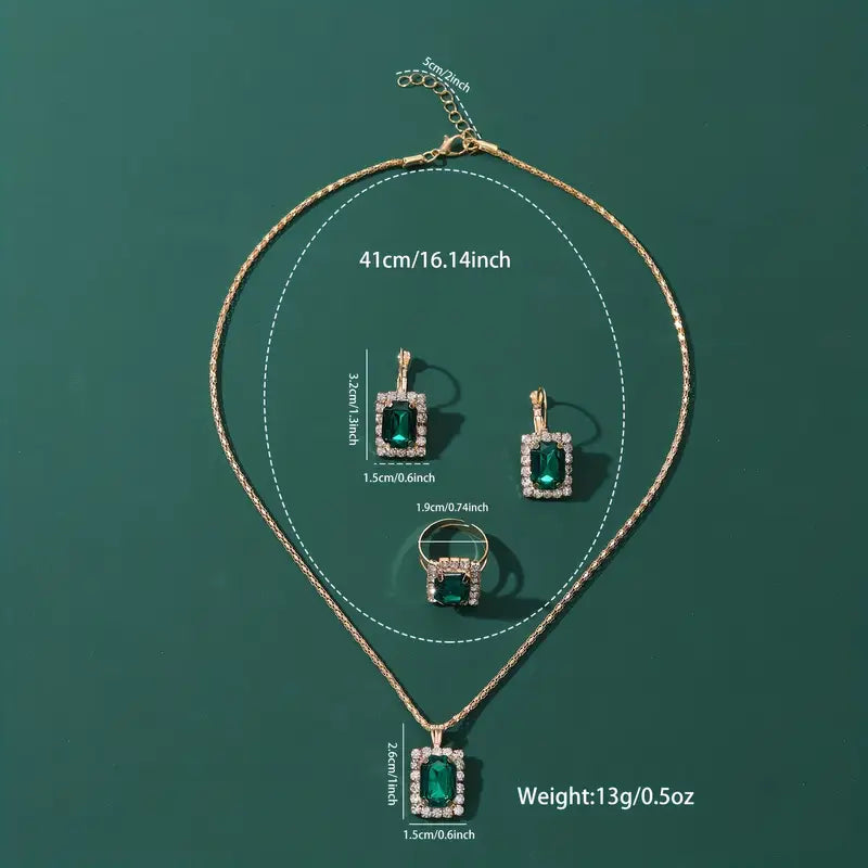Divifa Sylvara Greenveil Jewelry in White Gold-Plated stainless steel