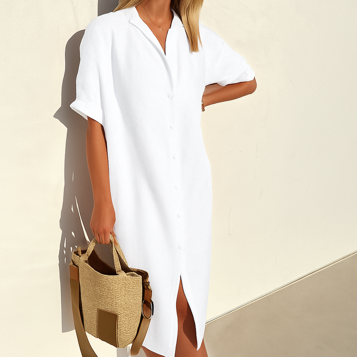Divifa Estelle Button Down Midi Shirt Dress