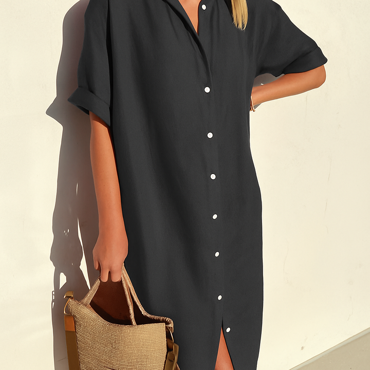 Divifa Estelle Button Down Midi Shirt Dress