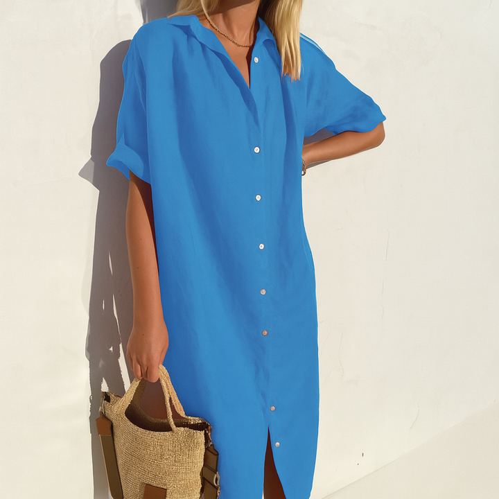 Divifa Estelle Button Down Midi Shirt Dress