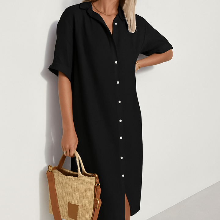 Divifa Estelle Button Down Midi Shirt Dress