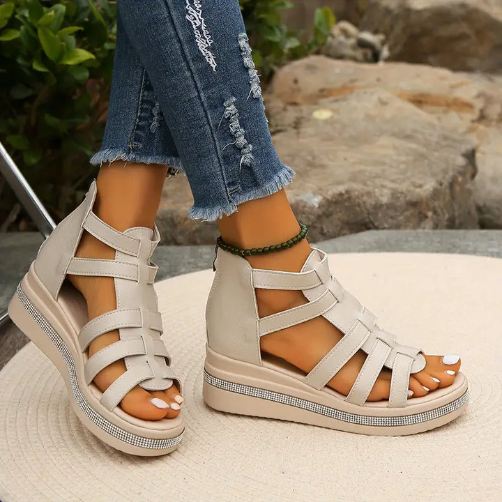 Divifa Hannah Comfort Sandals with Rhinestone Decoration