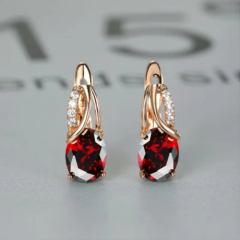 Divifa Veressa Ruberine Earrings in Gold-Plated stainless steel