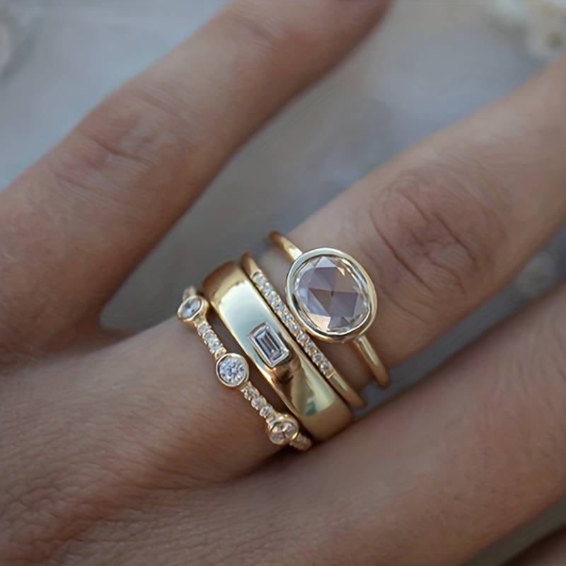 Divifa Zirconia Jewelry Set in Gold-Plated stainless steel