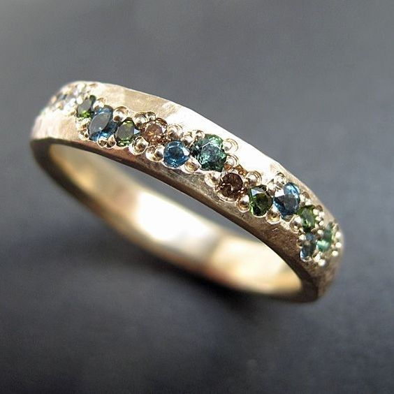 Divifa Vintage Bunter Ring in Gold-Plated stainless steel