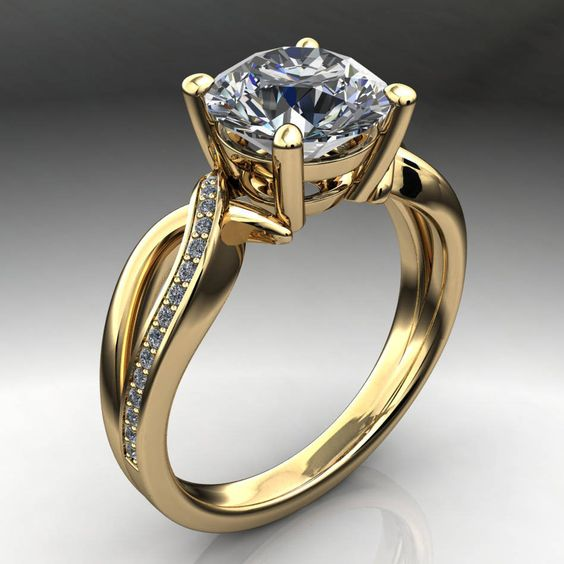 Divifa Vintage Zirconia Ring in Gold-Plated stainless steel