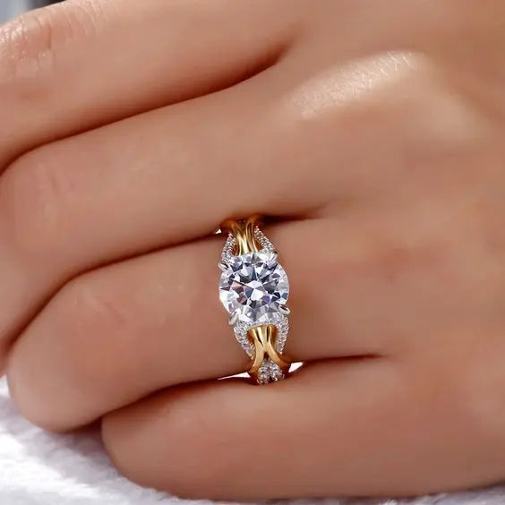 Divifa Vintage Crystal Ring in Gold-Plated stainless steel