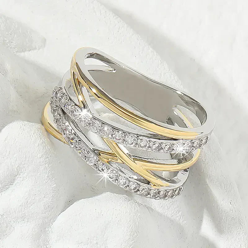 Divifa Silvergold Radiance Ring in Gold-Plated stainless steel