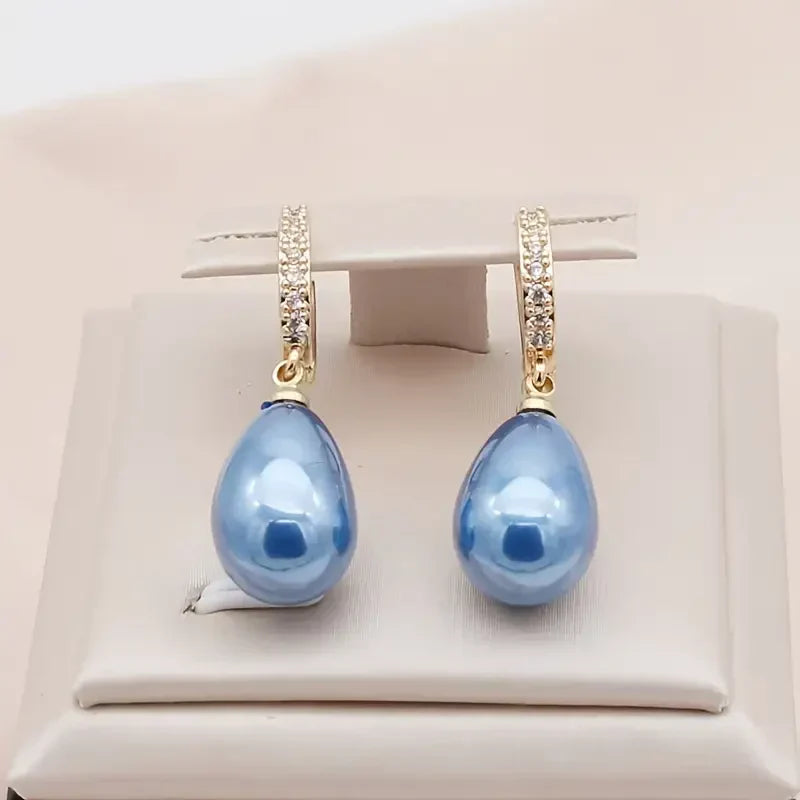 Divifa Blue Ocean Earrings in Gold-Plated stainless steel