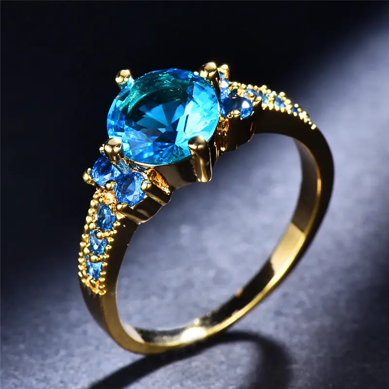 Divifa Blue Sky Ring in Gold-Plated stainless steel