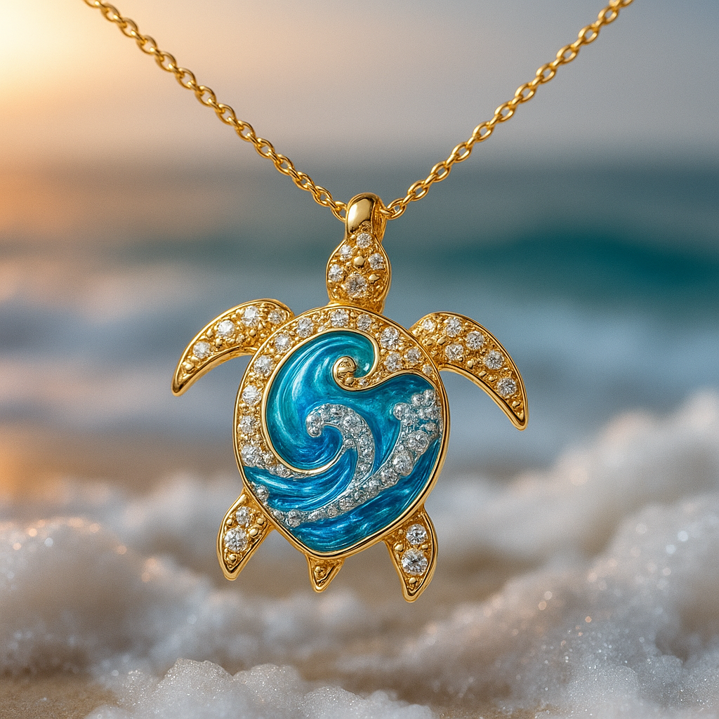 Divifa Blue Opal Necklace in Gold-Plated stainless steel