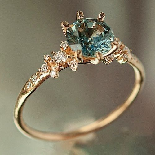 Divifa Green Crystalline Ring in Gold-Plated stainless steel