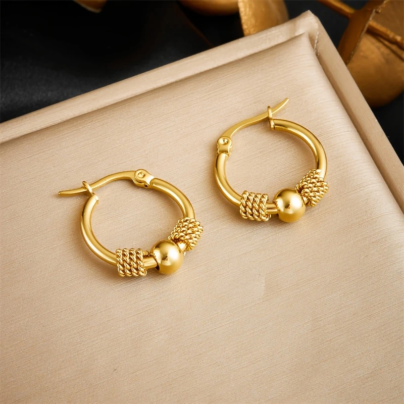 Divifa Golden Beads Earrings in Gold-Plated stainless steel