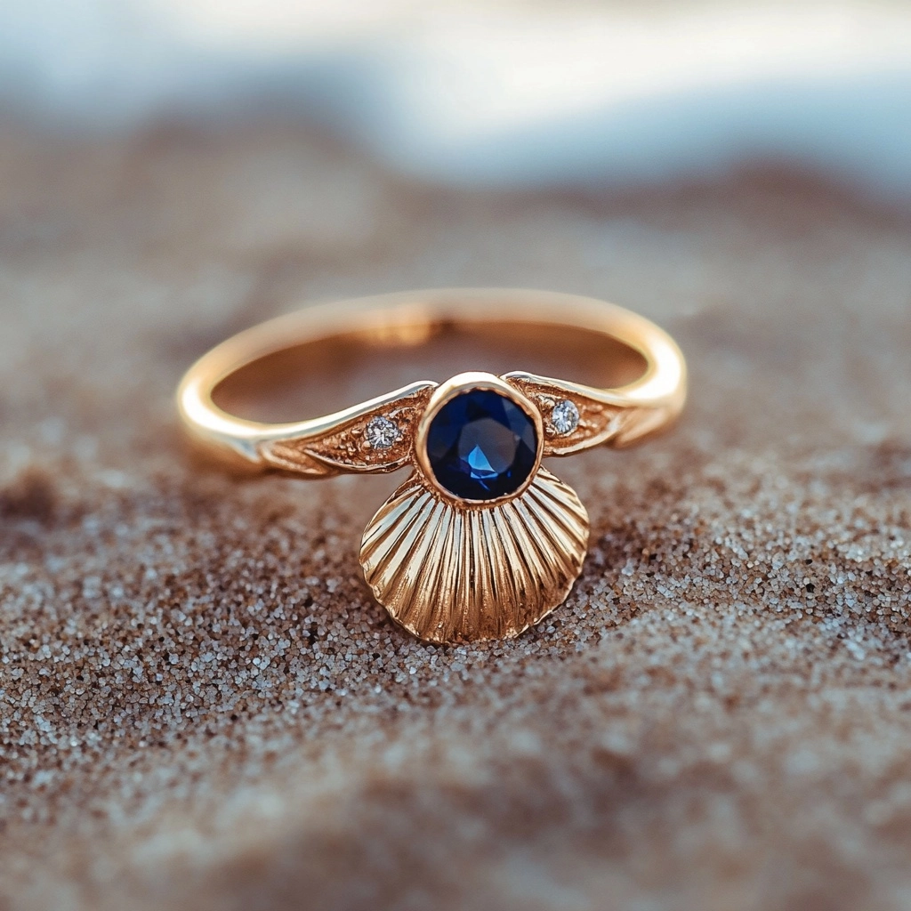 Divifa Ocean Shell Ring in Gold-Plated stainless steel