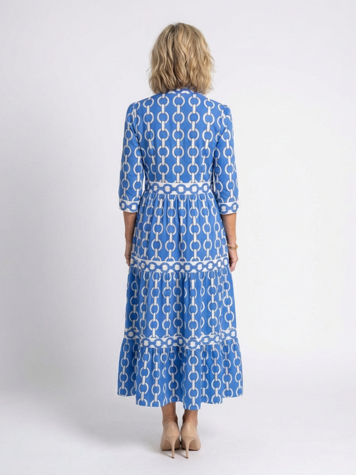 Divifa Keziah Chain Print 3/4 Sleeve Midi Dress