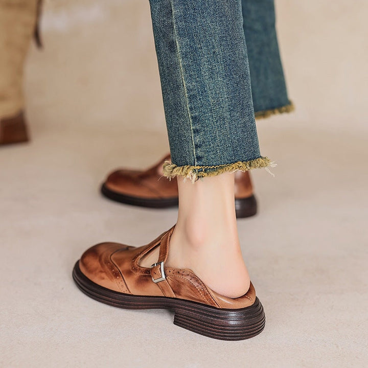 Divifa Nina Elegant Vegan Leather Mary Jane Sandal