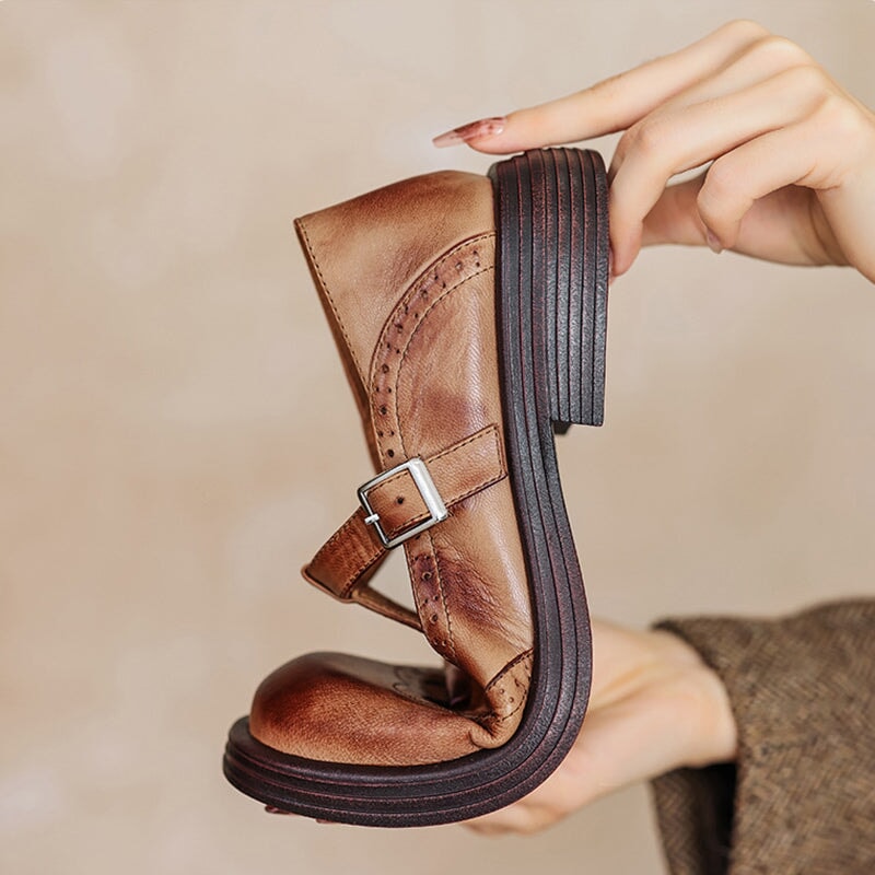 Divifa Nina Elegant Vegan Leather Mary Jane Sandal