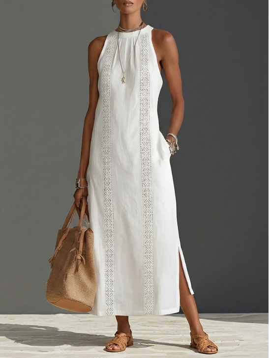 Divifa Octaviana Embroidered Sleeveless Midi Dress