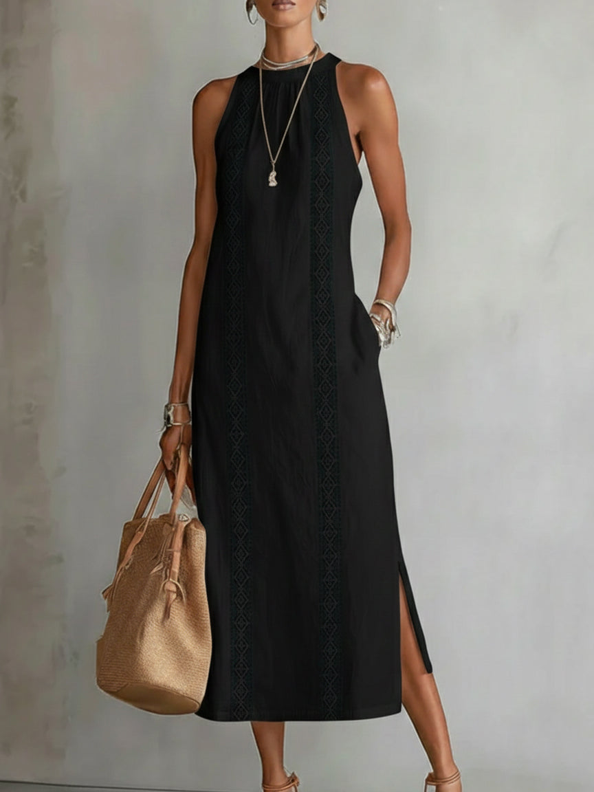 Divifa Octaviana Embroidered Sleeveless Midi Dress