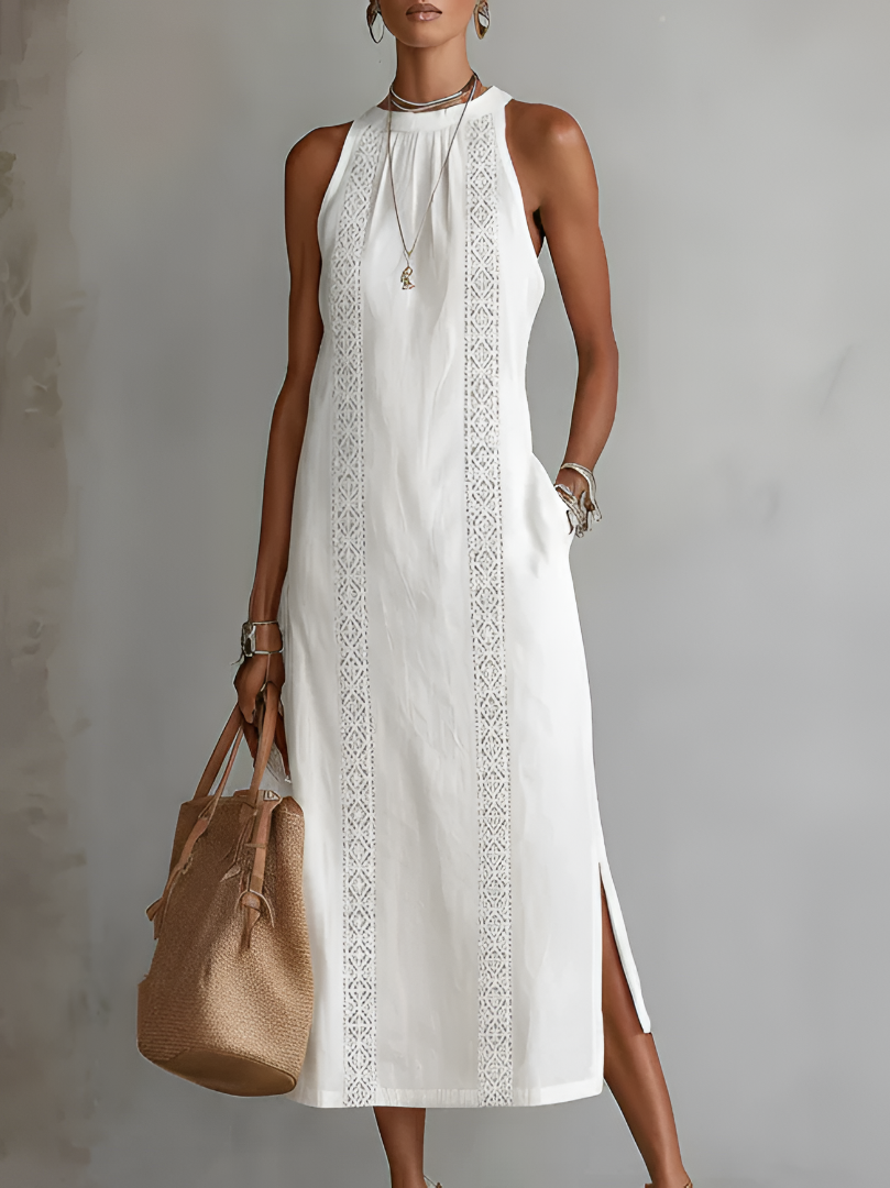 Divifa Octaviana Embroidered Sleeveless Midi Dress