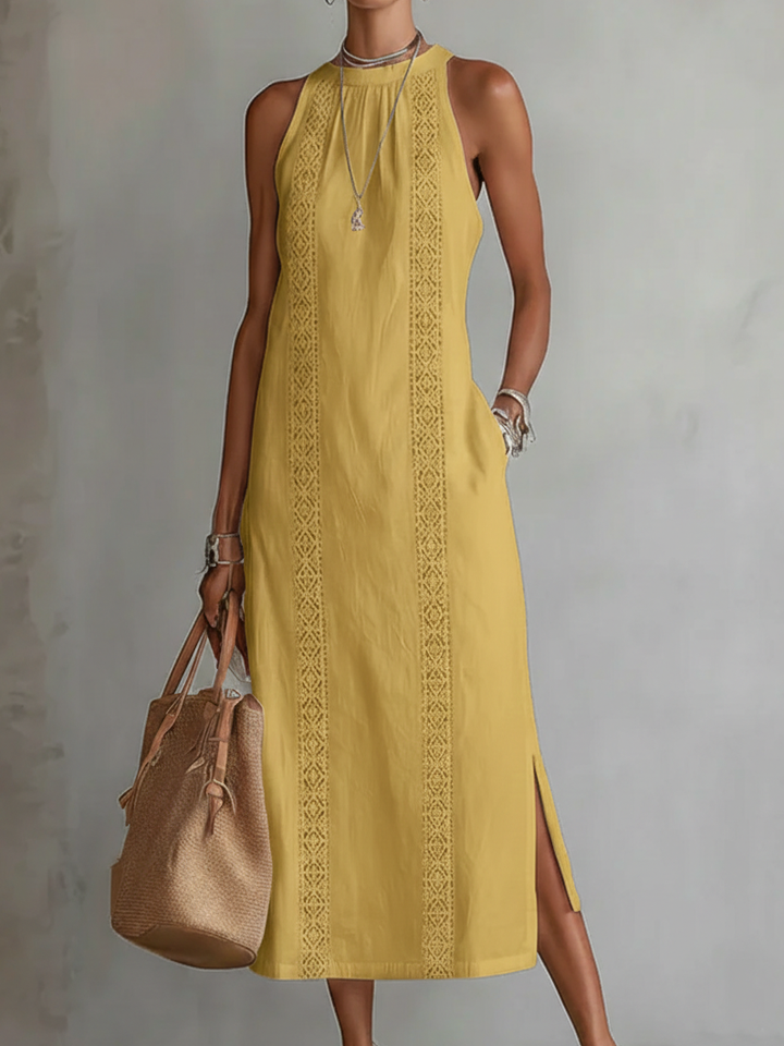 Divifa Octaviana Embroidered Sleeveless Midi Dress
