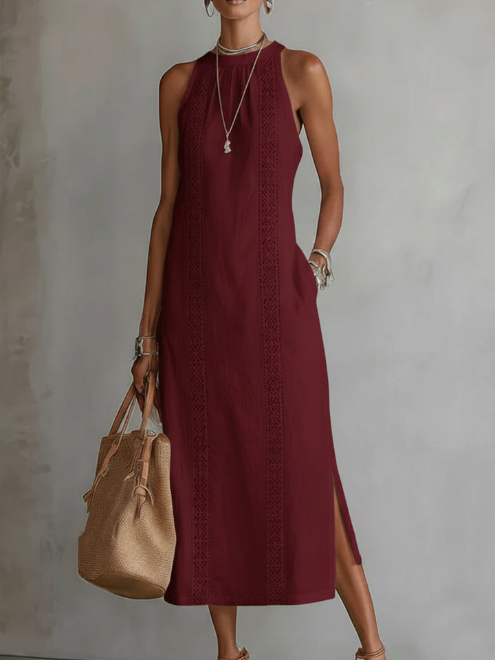 Divifa Octaviana Embroidered Sleeveless Midi Dress
