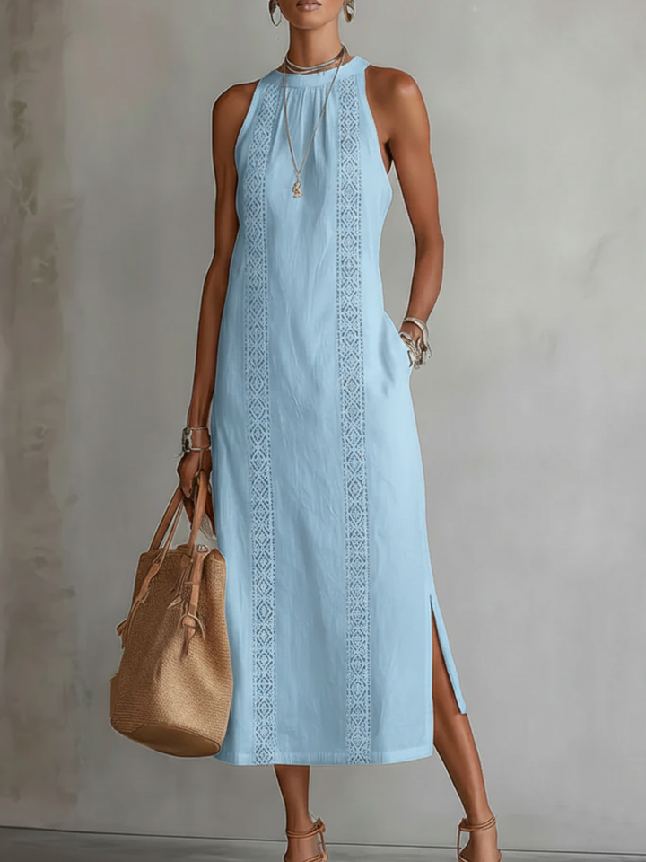 Divifa Octaviana Embroidered Sleeveless Midi Dress