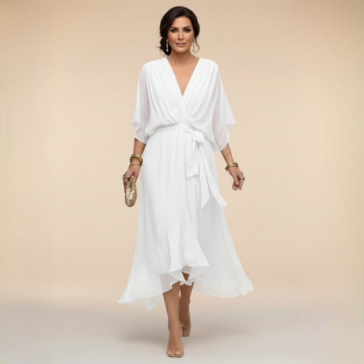 Divifa Penelope V-Neck Wrap Midi Dress