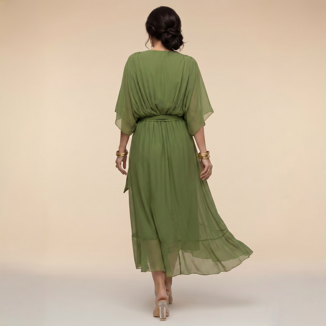 Divifa Penelope V-Neck Wrap Midi Dress