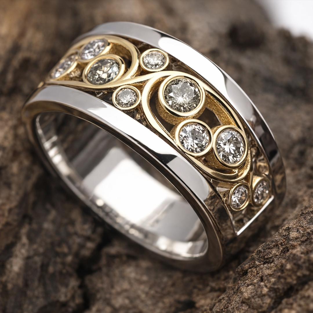 Divifa Vintage Ivy Ring in Gold-Plated stainless steel