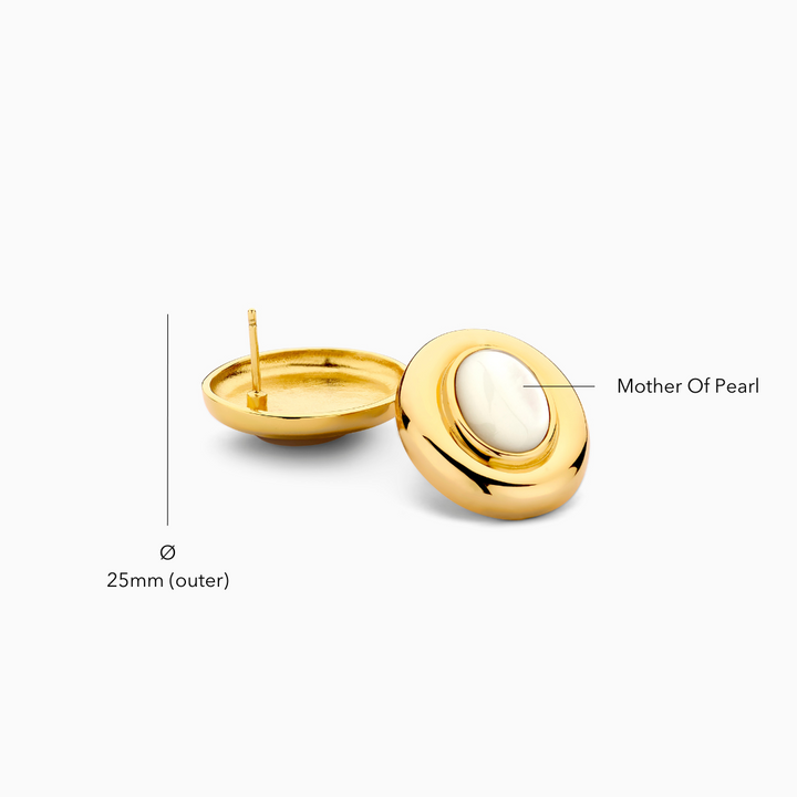 Divifa Giselle Pearl Earrings in White Gold-Plated stainless steel