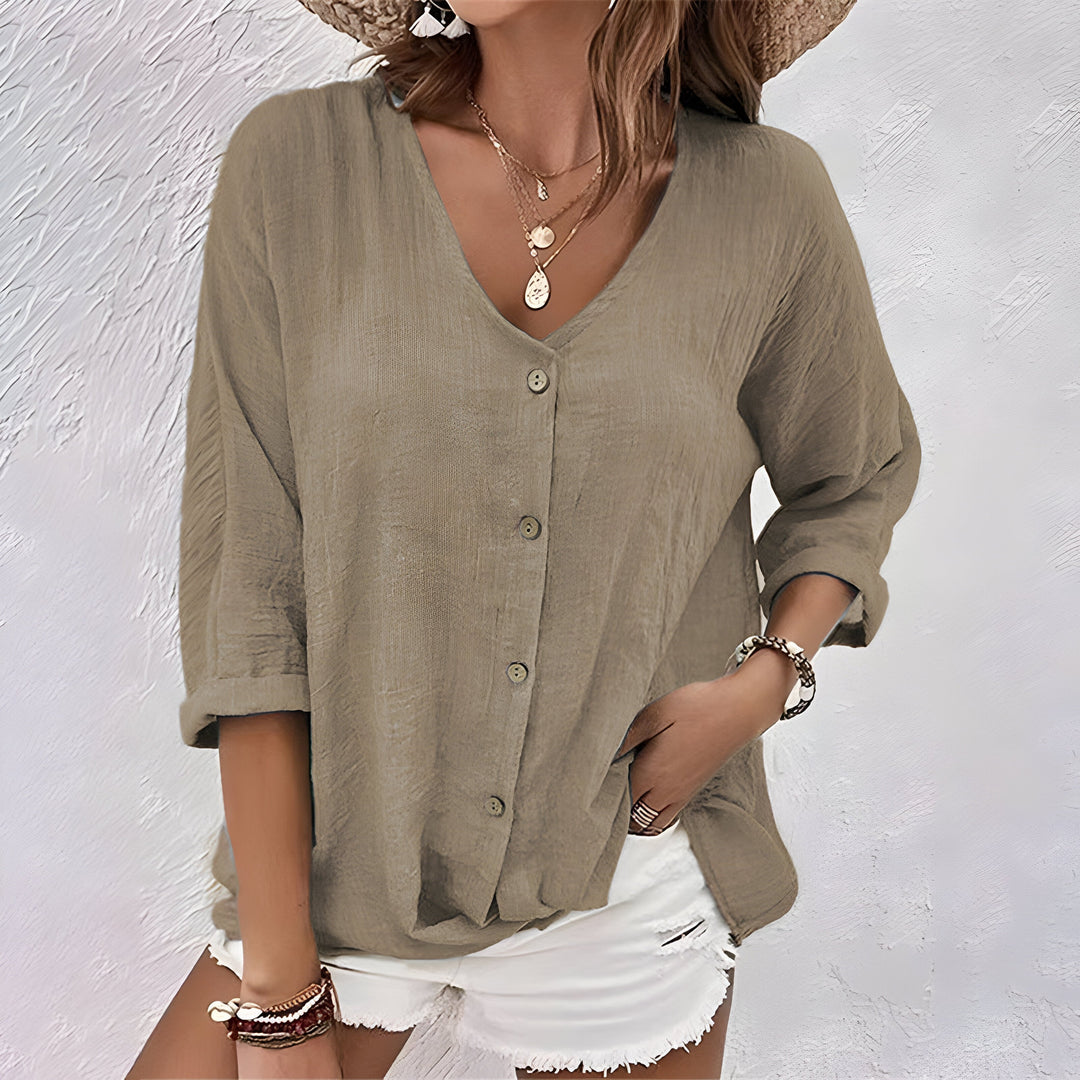 Divifa Marcia Relaxed Button-Up Blouse