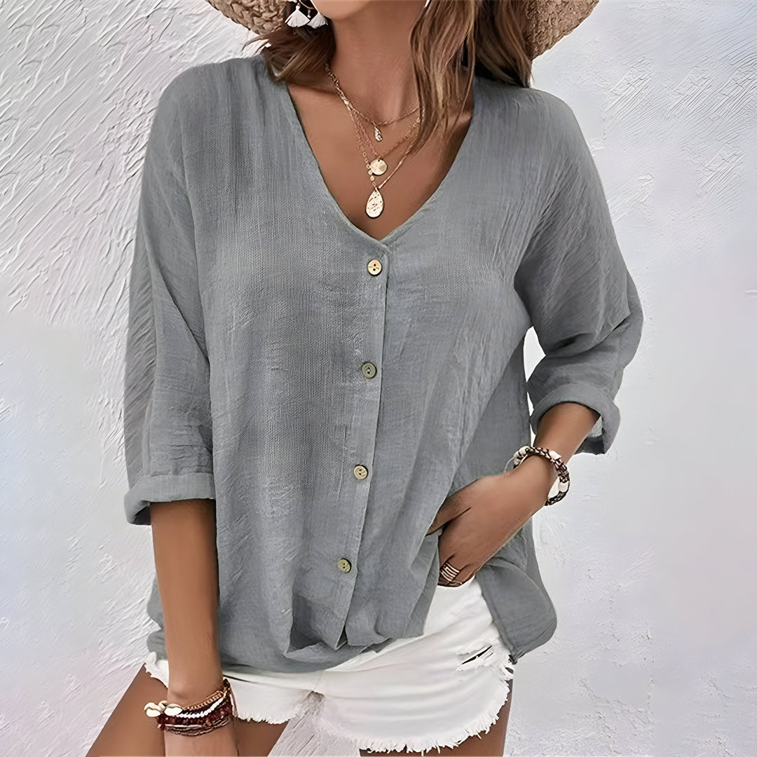 Divifa Marcia Relaxed Button-Up Blouse
