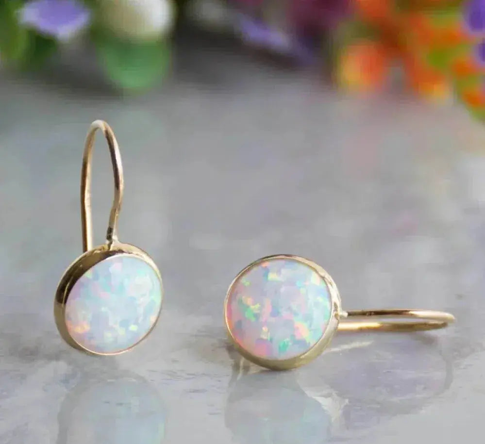 Divifa Vintage Opal Earrings in Gold-Plated stainless steel