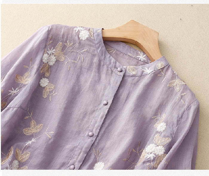 Divifa Kourtney Chic Blouse with Floral Accents