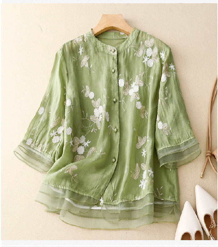 Divifa Kourtney Chic Blouse with Floral Accents